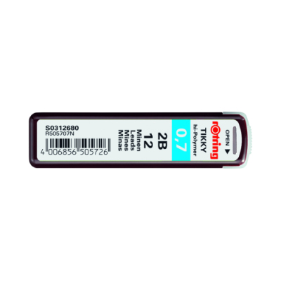 rOtring Tikky ricariche per matita portamina, 0,7mm, 2B, 12 pezzi