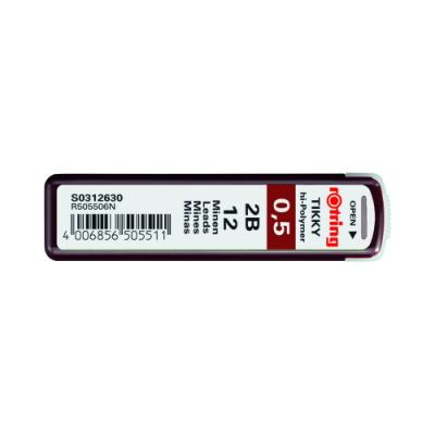 rOtring Tikky ricariche per matita portamina, 0,5mm, 2B, 12 pezzi