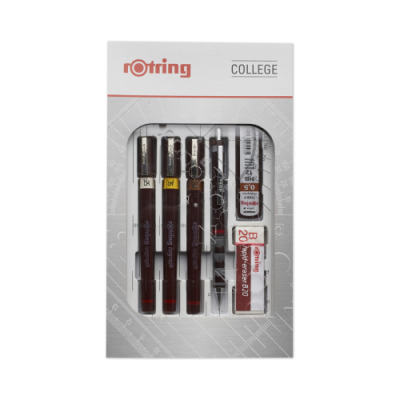Rotring College Set isografo con punta da 0.25mm, 0.35mm, 0.50mm