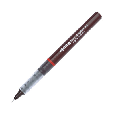 Rotring Tikky Graphic 0,2 mm penna nera con punta in fibra, roller, nero
