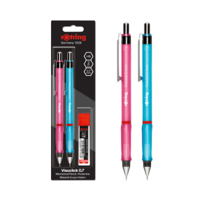rOtring Visuclick Matita Portamine Rosa/Blu Mina 0,7 HB,  24 pezzi