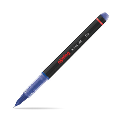 Rotring Roller , penna nera con punta in fibra, 0,5 mm, blu