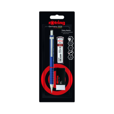 Set: 0,5 mm Druckbleistift + rOtring Radiergummi + 2B Mine