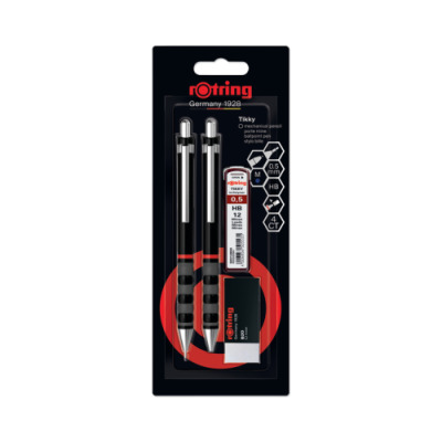 Rotring Tikky III Black Pen and Pencil Set + Eraser + Leads